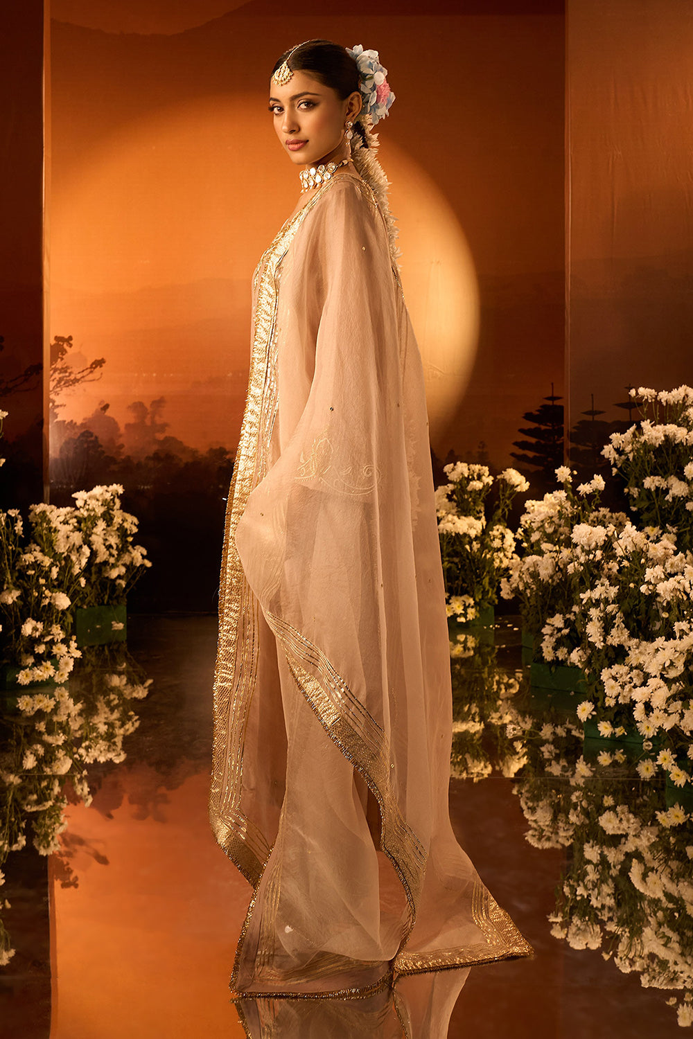 Pink Chanderi Embroidered Kurta Set