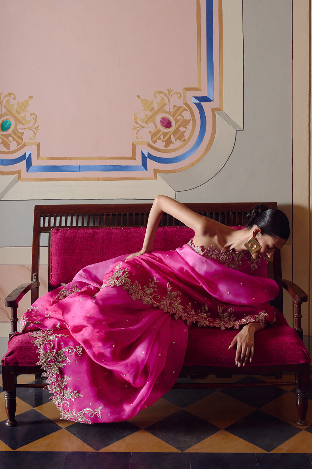 Pink Ombre Advika Saree Set
