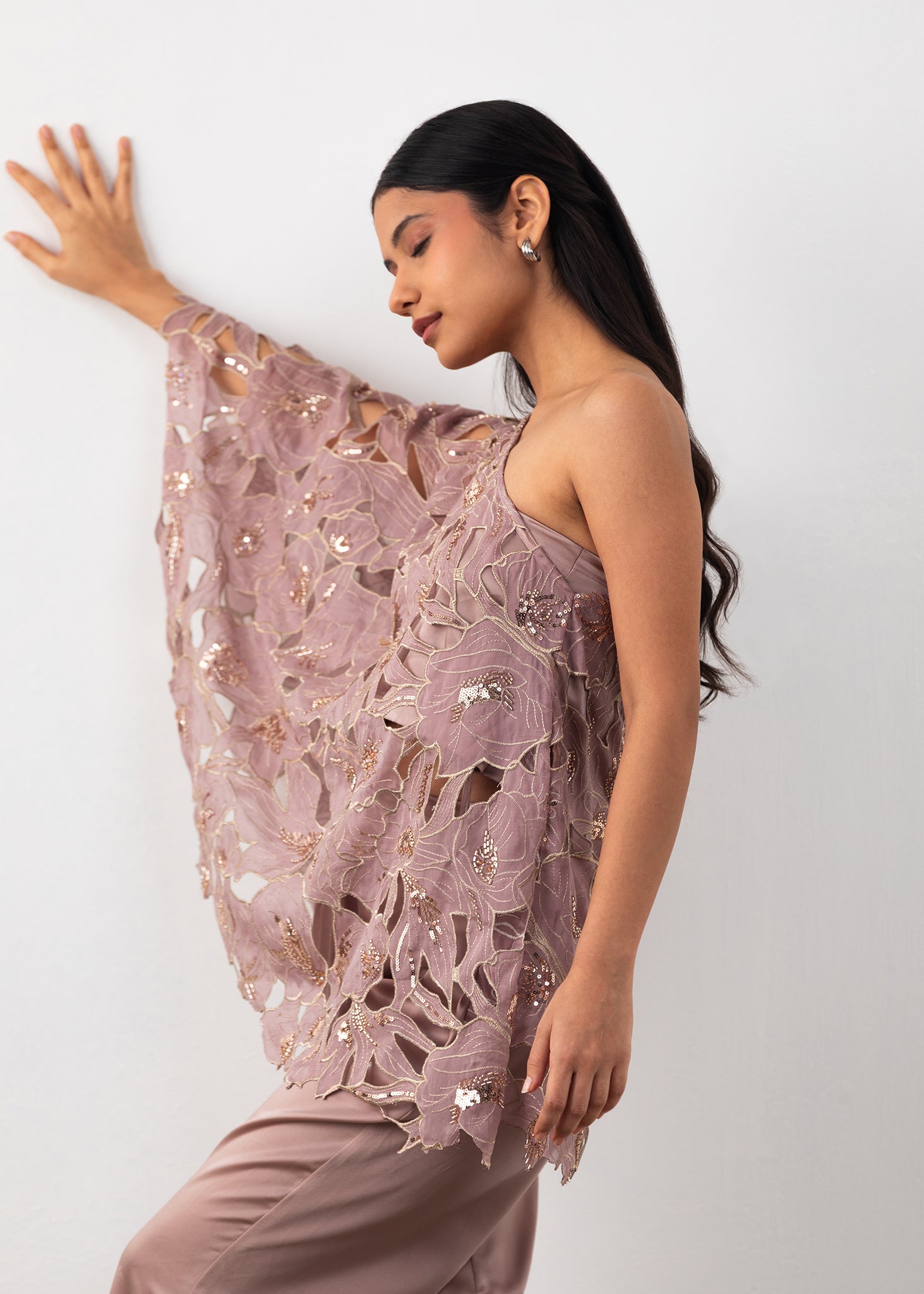 Cutwork One shoulder Coord