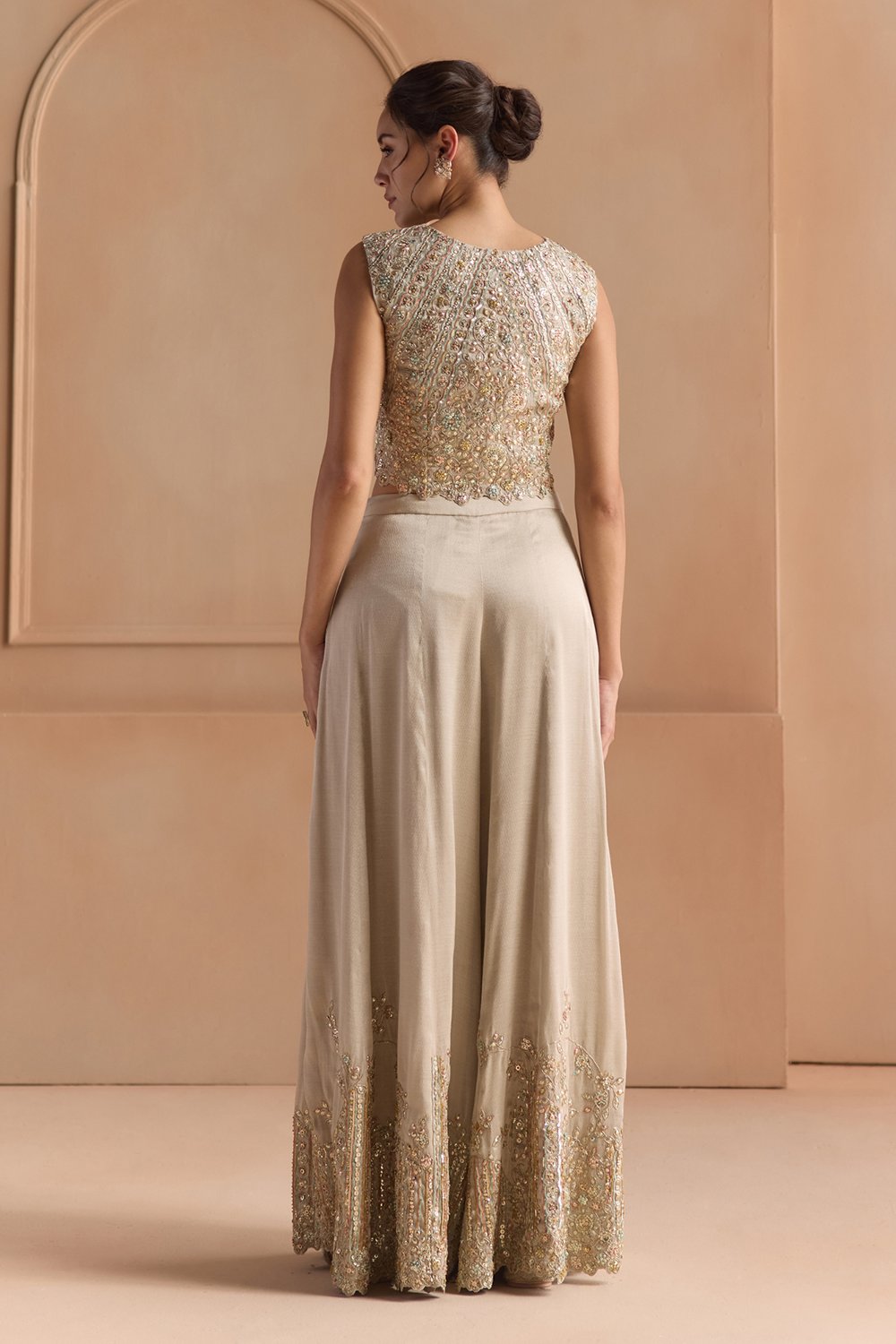 Platinum Grey Embroidered Top Set