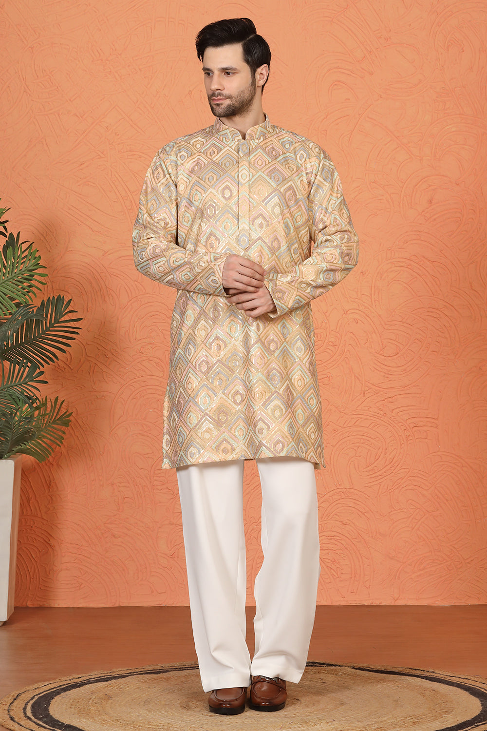 Prafullit  Embroidered Kurta  with Loose Fit Back Elastic Parallel Pants And Dupatta