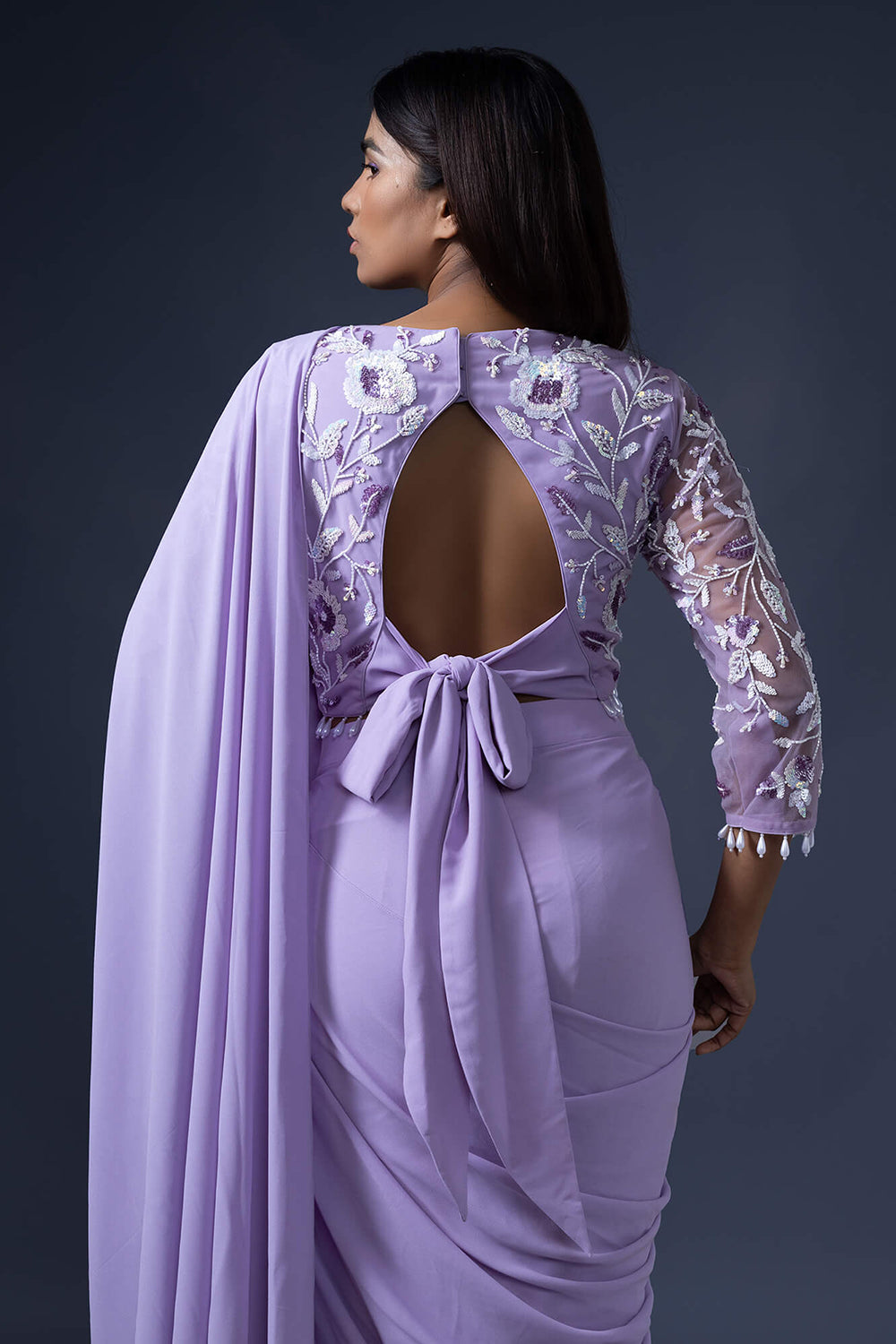 Pre Drape Saree and Embroidered Blouse