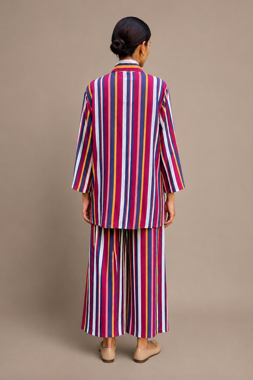Premium Multicolor Stripe Shirt & Palazzo Pants Co-Ord Set