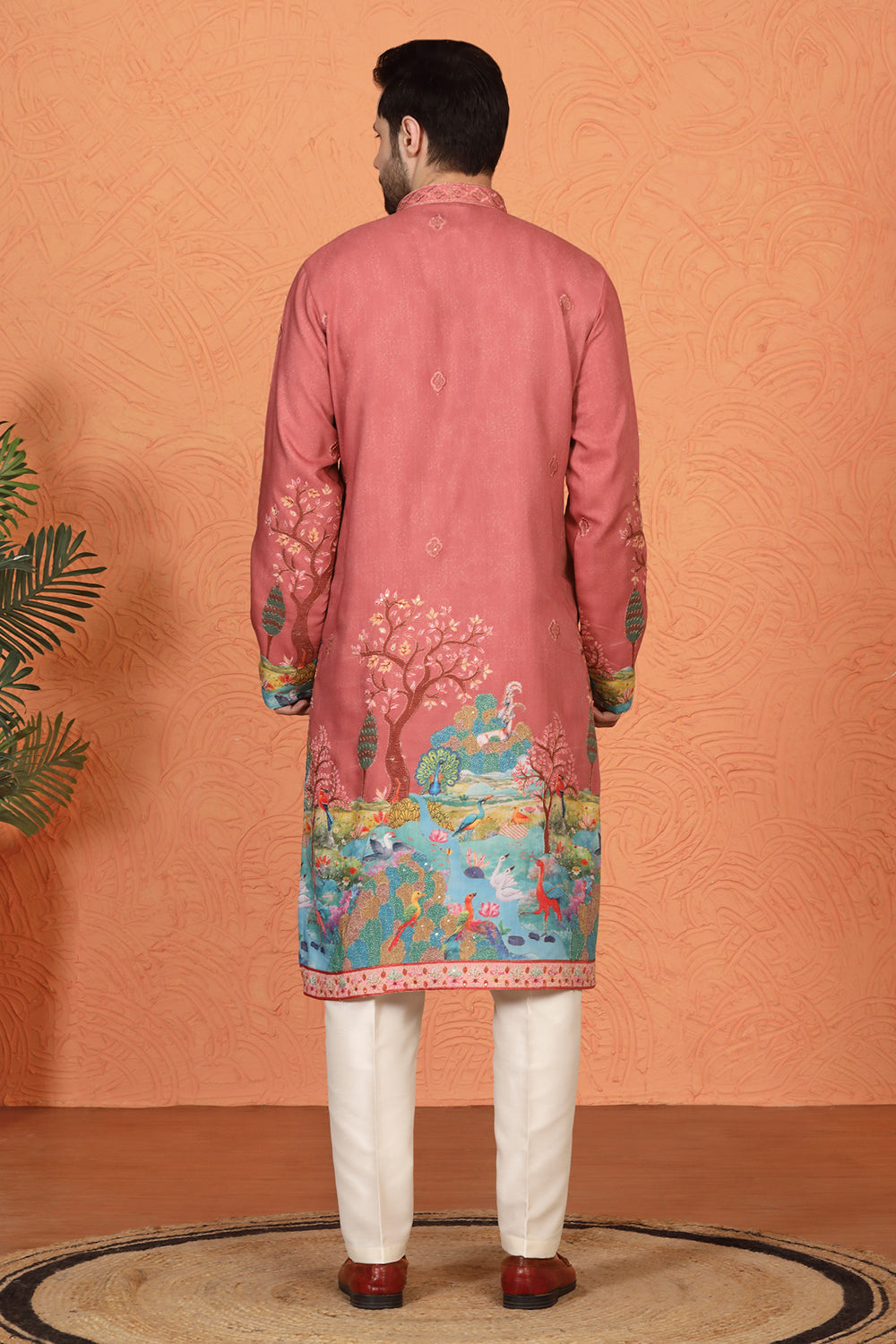 Printed Embroidered Kurta with  Back Elastic Pants
