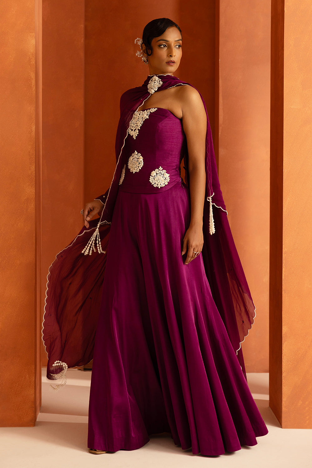 Purple Corset  Sharara Set