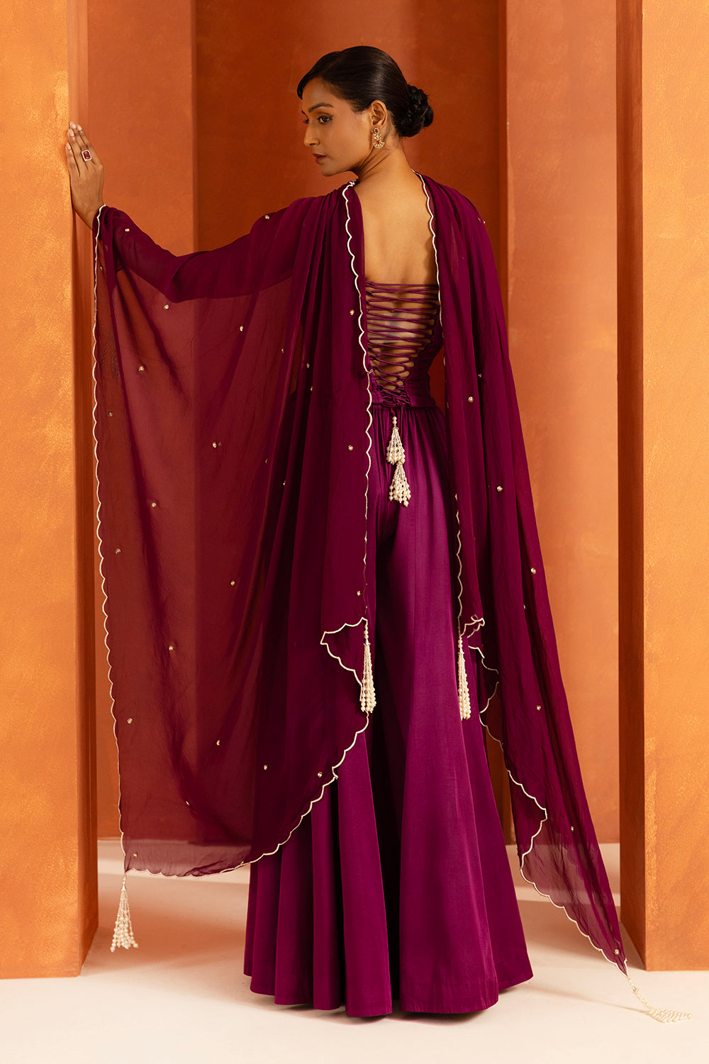 Purple Corset  Sharara Set