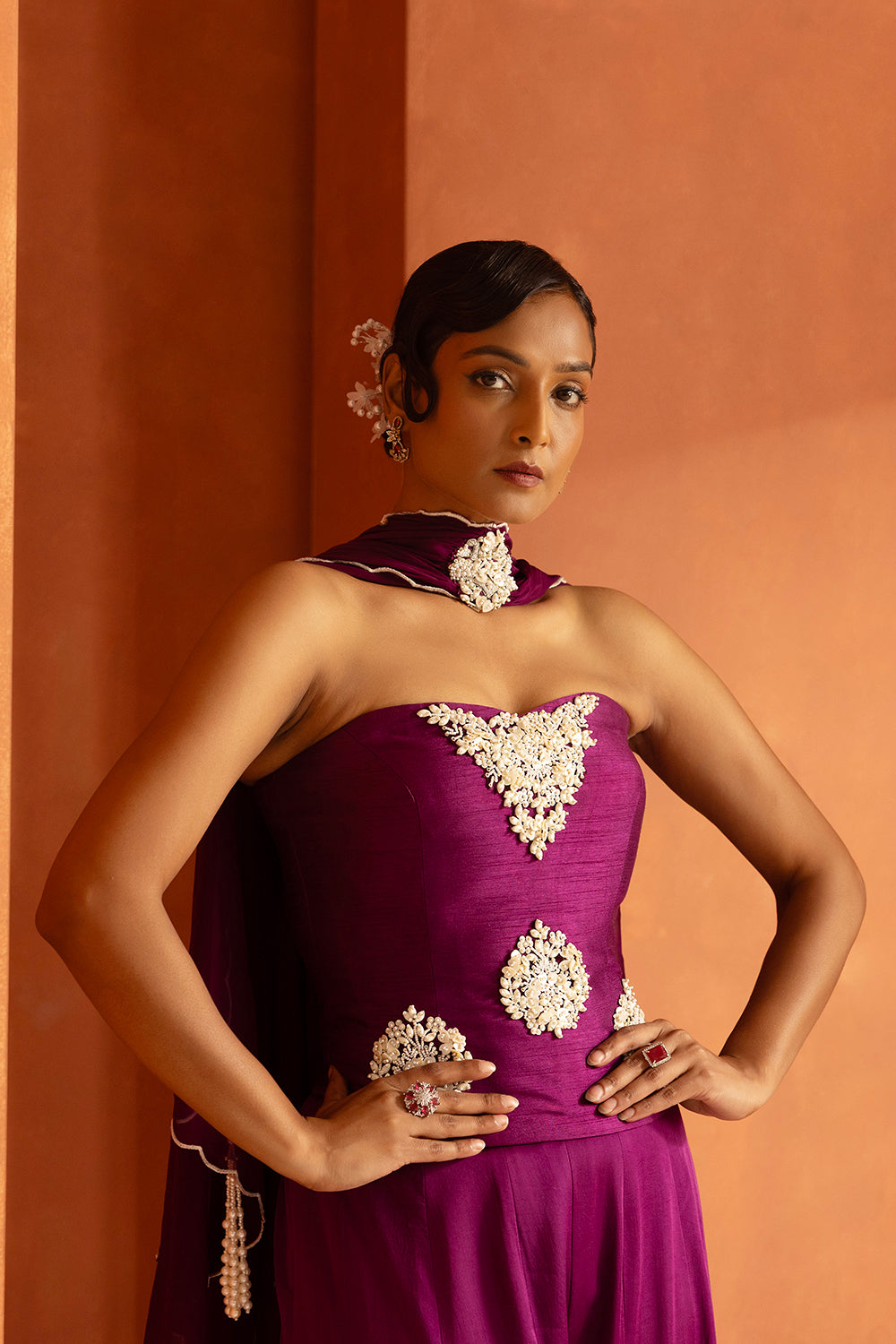 Purple Corset  Sharara Set