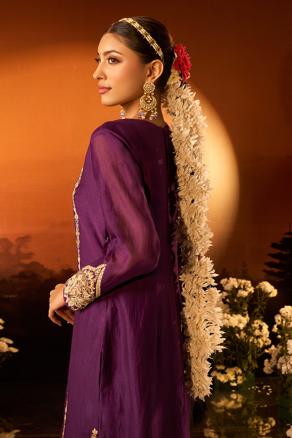 Purple Embroidered Kurta Set
