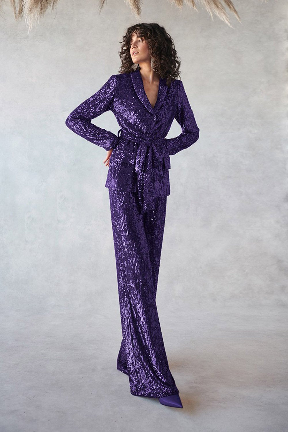 Purple Sequin Blazer Suit