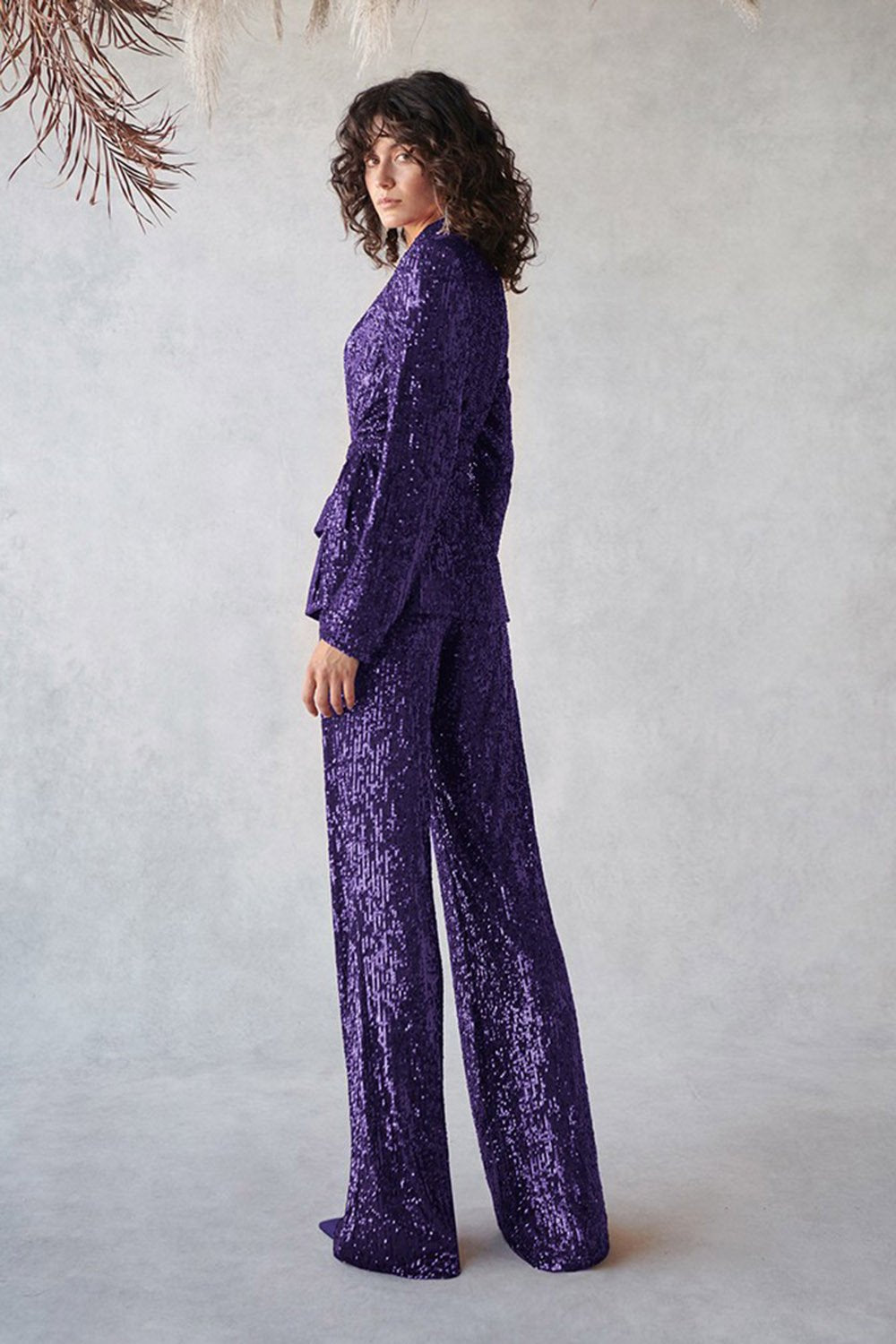 Purple Sequin Blazer Suit