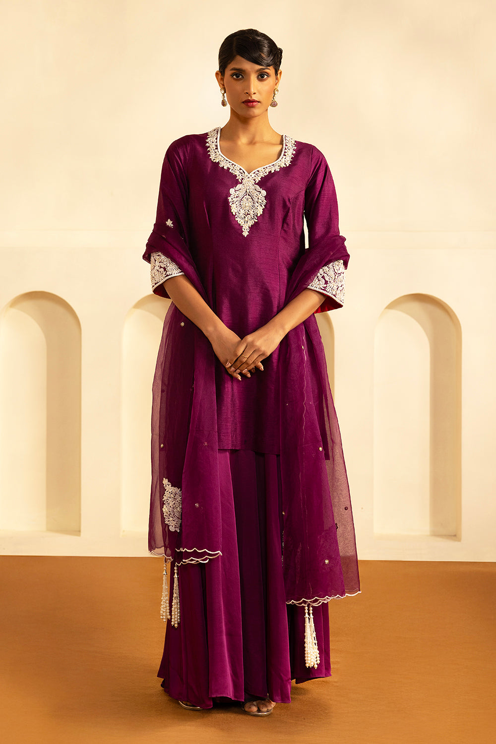 Purple Sharara Set