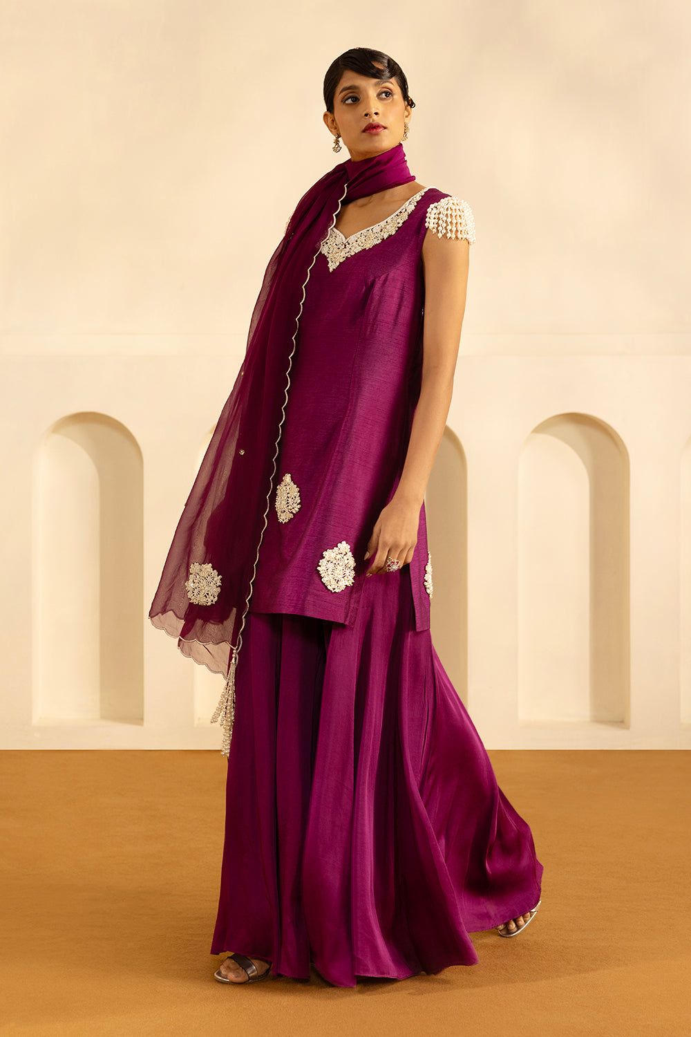 Purple Sharara Set
