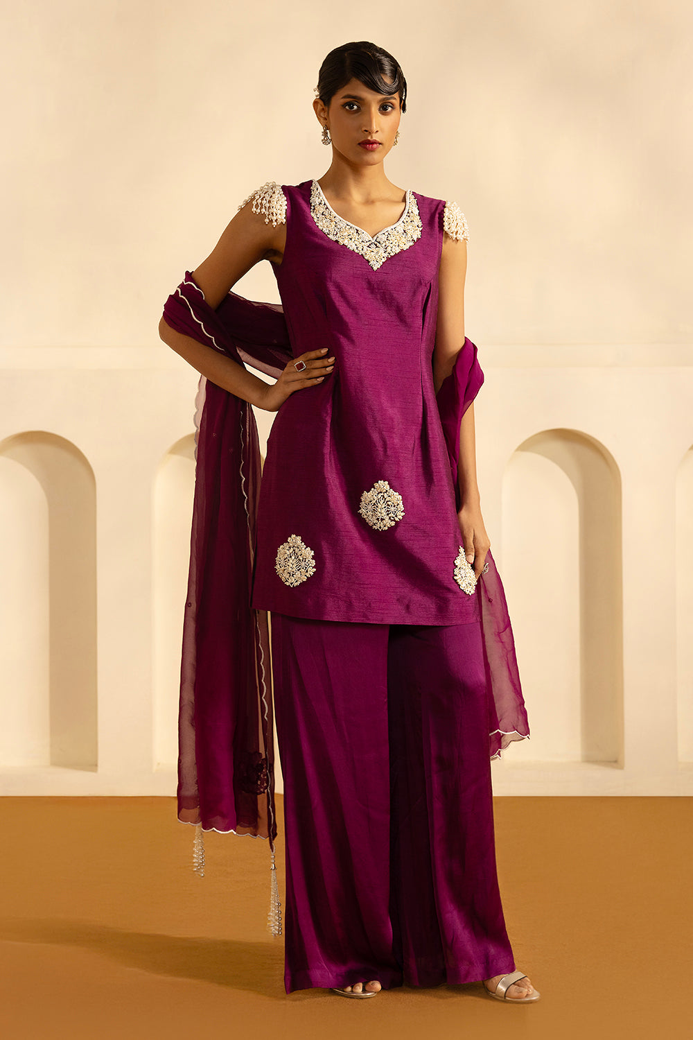 Purple Short Kurta Set