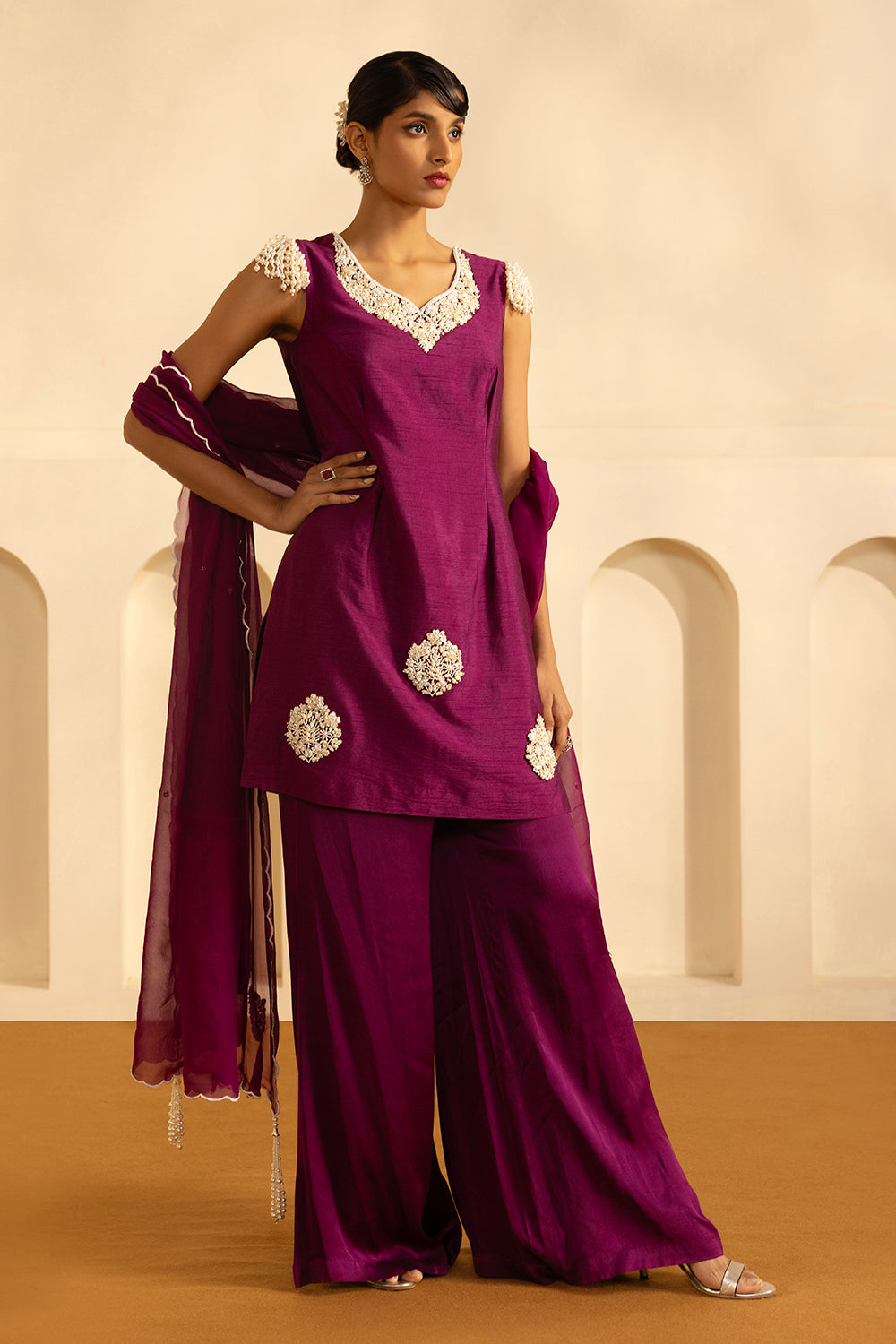 Purple Short Kurta Set