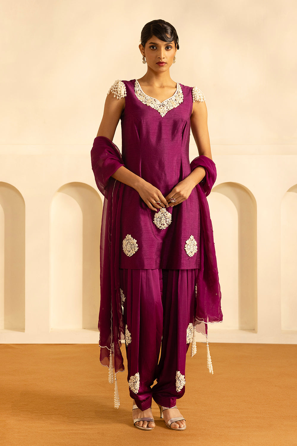 Purple Short Kurta Set