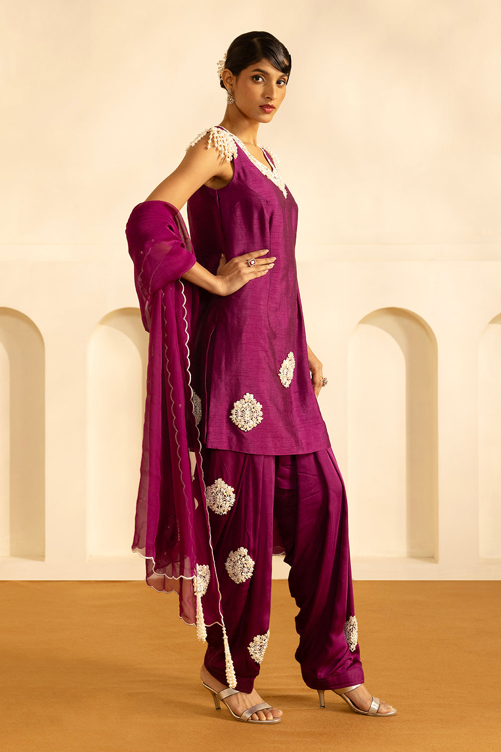 Purple Short Kurta Set