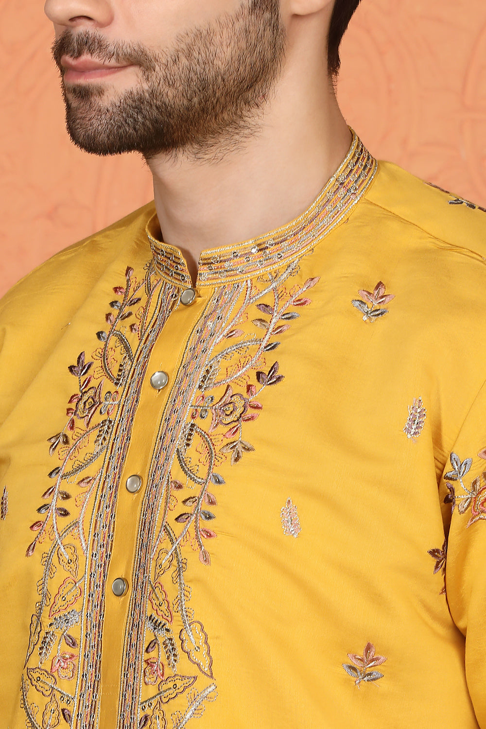 Pushp Gram Embroidered Kurta with  Back Elastic Pants