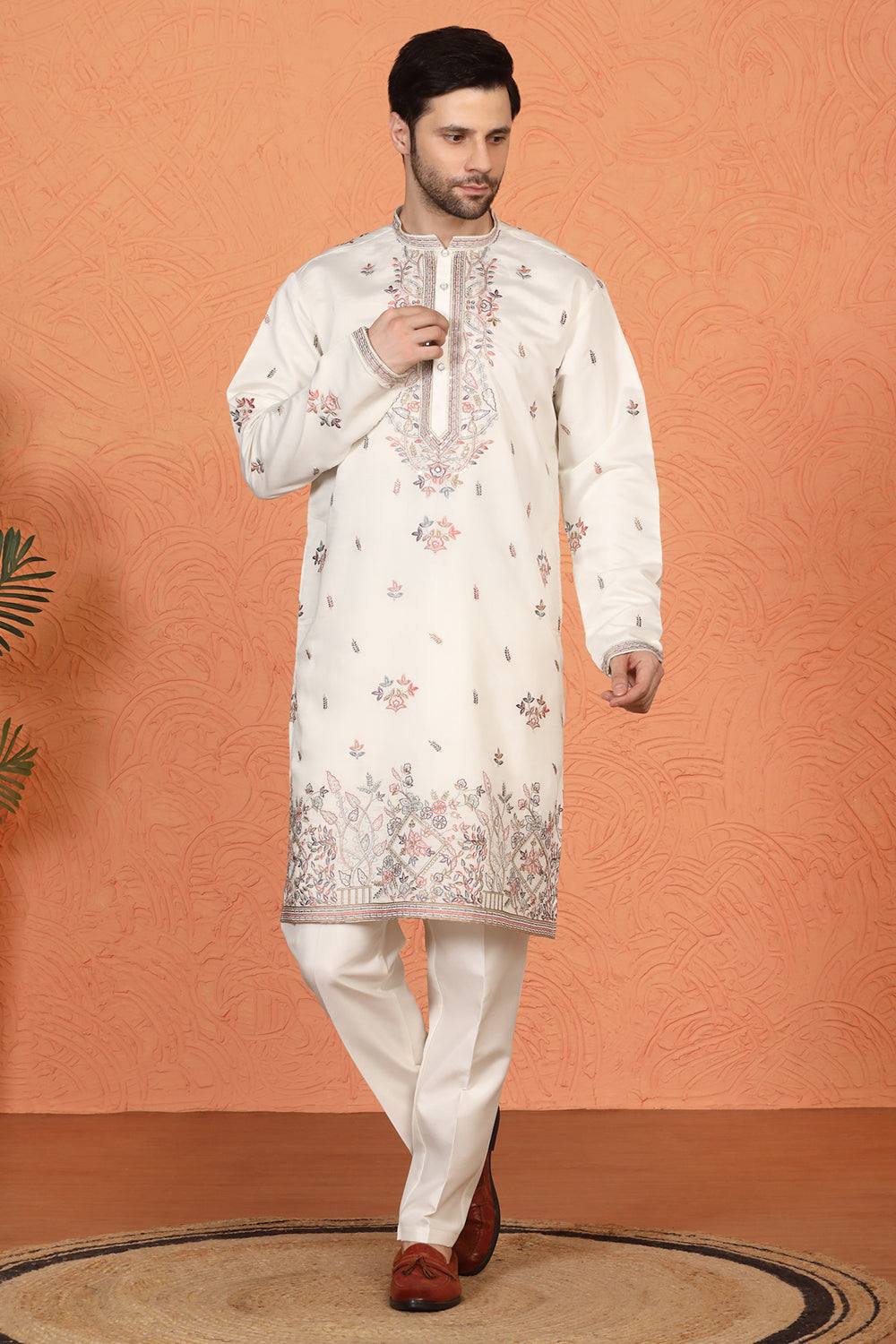 Pushp Samaaroh All Over  Embroidered Kurta with Back Elastic Pants