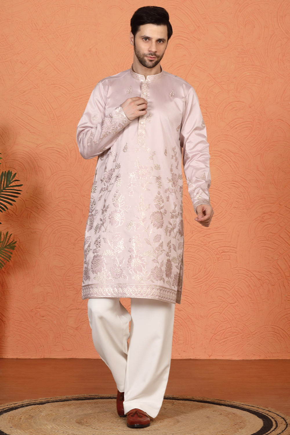 Pushp Swarna Embroidered Kurta with  Loose Fit Parallel  Pants