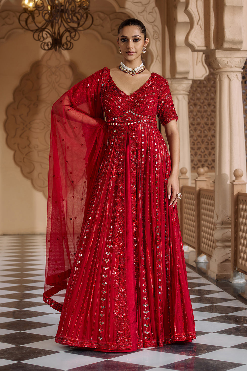 Raktambara Anarkali Lehenga Set