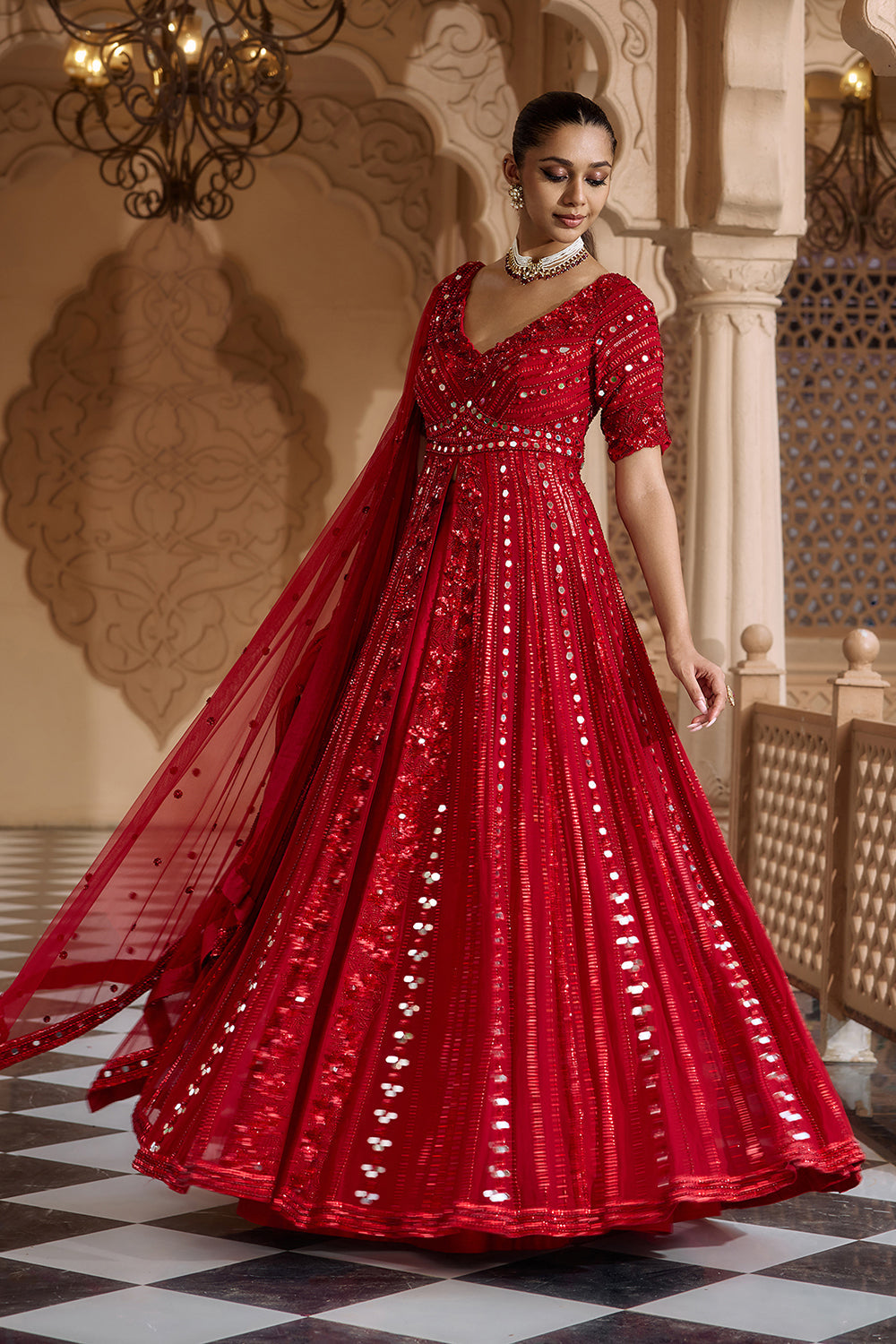 Raktambara Anarkali Lehenga Set