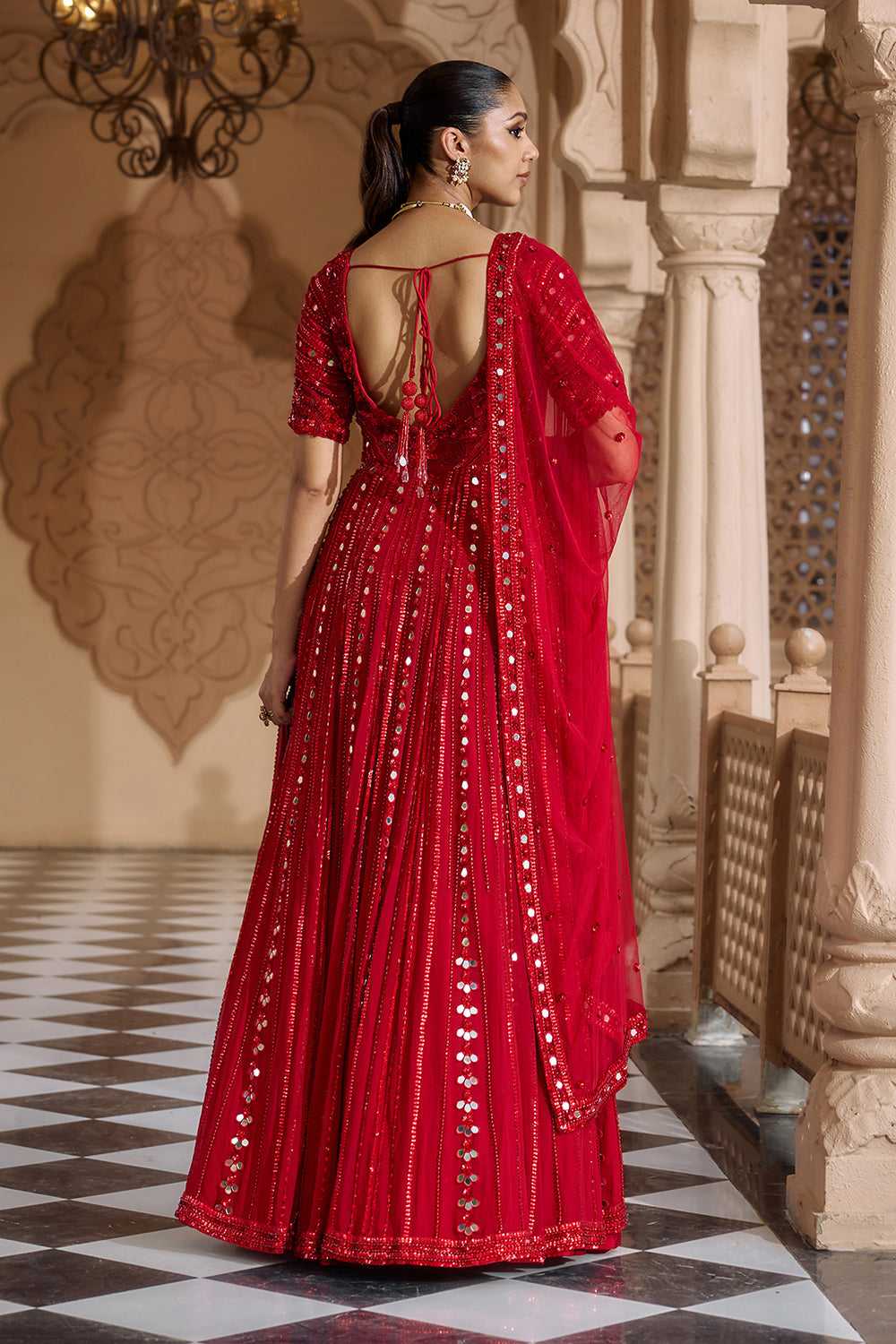 Raktambara Anarkali Lehenga Set