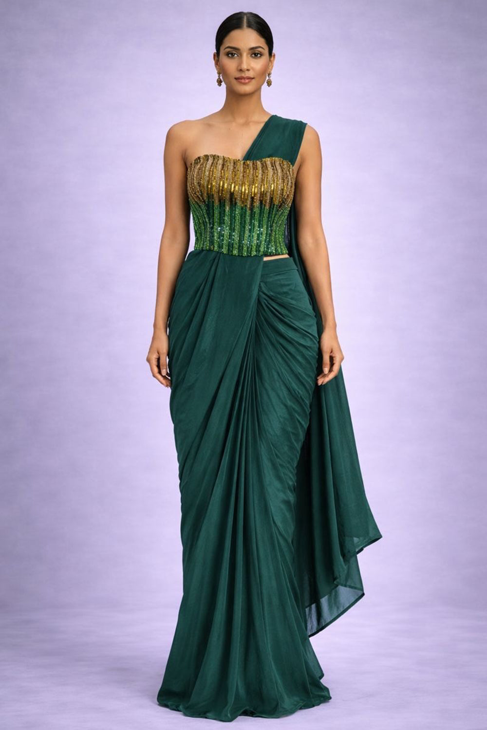 Ready to wear saree with embroidered corset