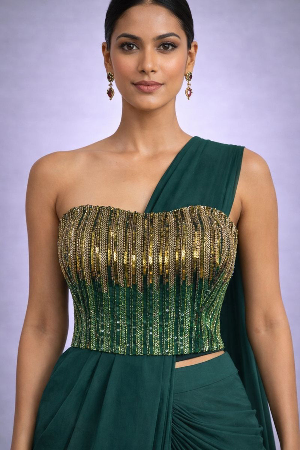 Ready to wear saree with embroidered corset