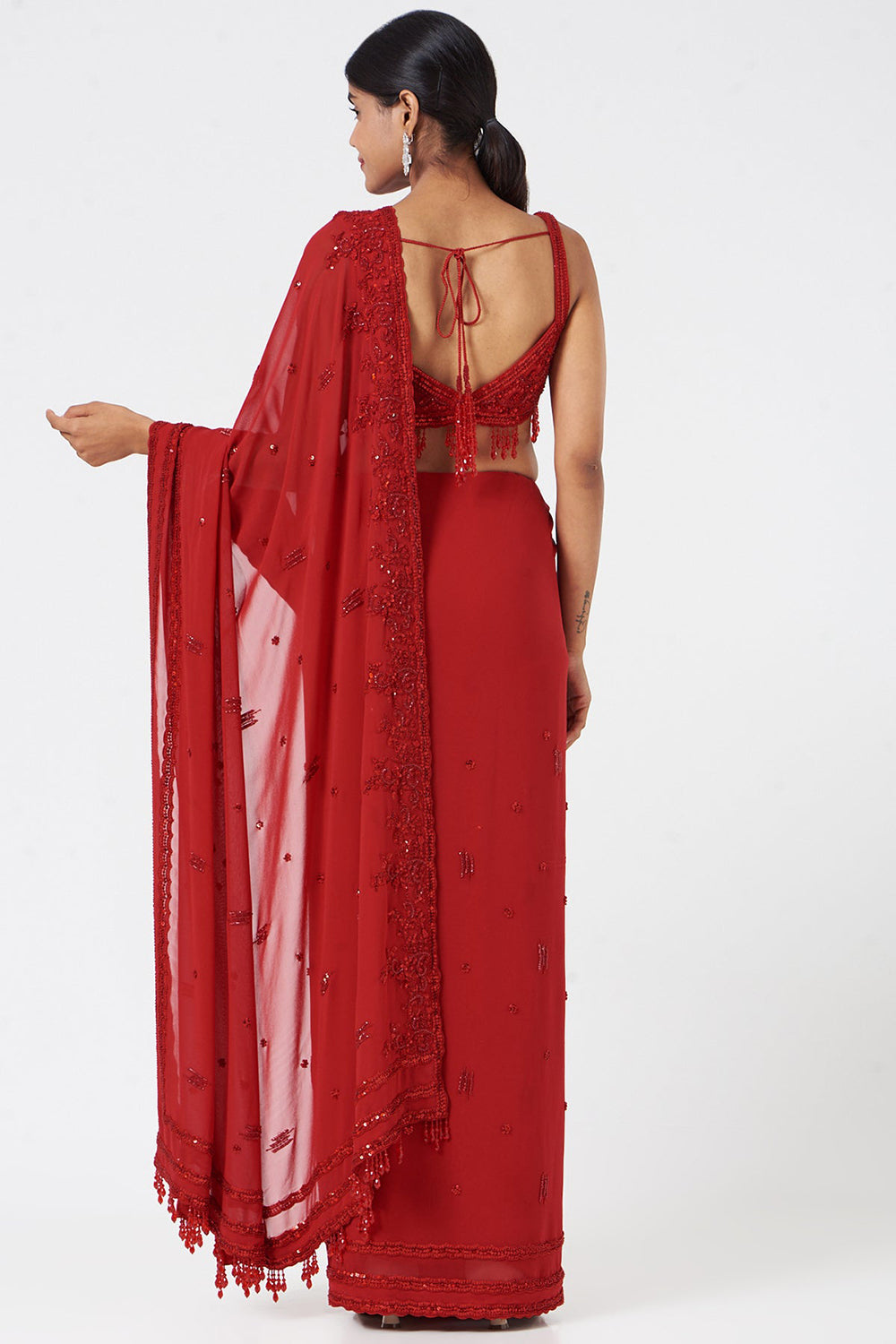 Red Georgette Saree Blouse