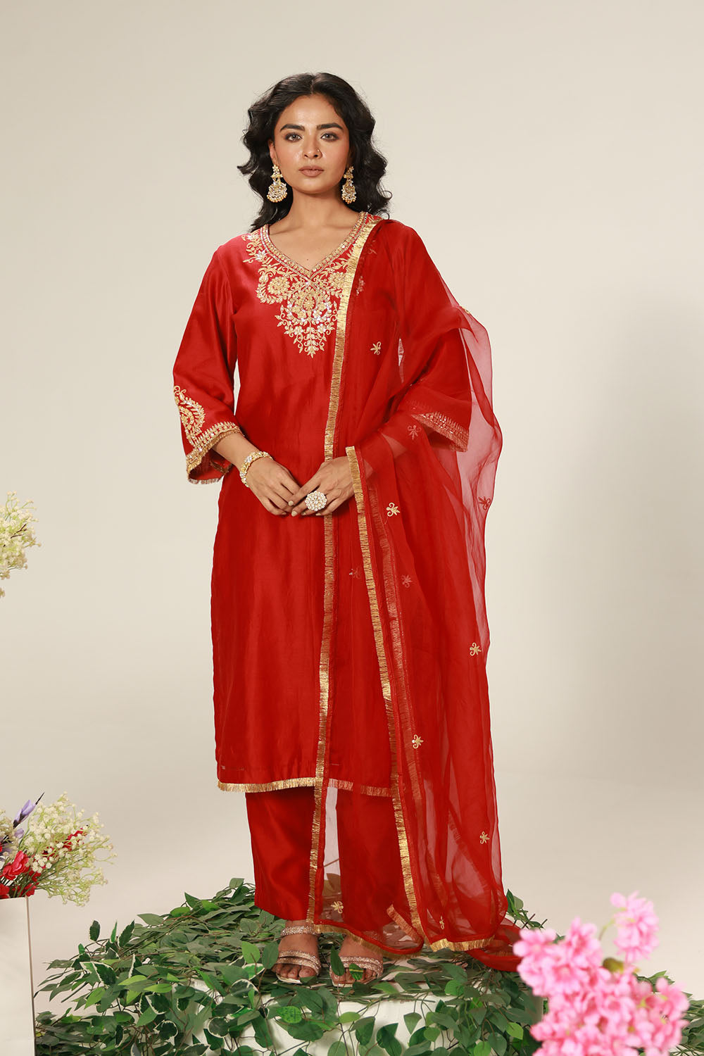 Red Kurta Set