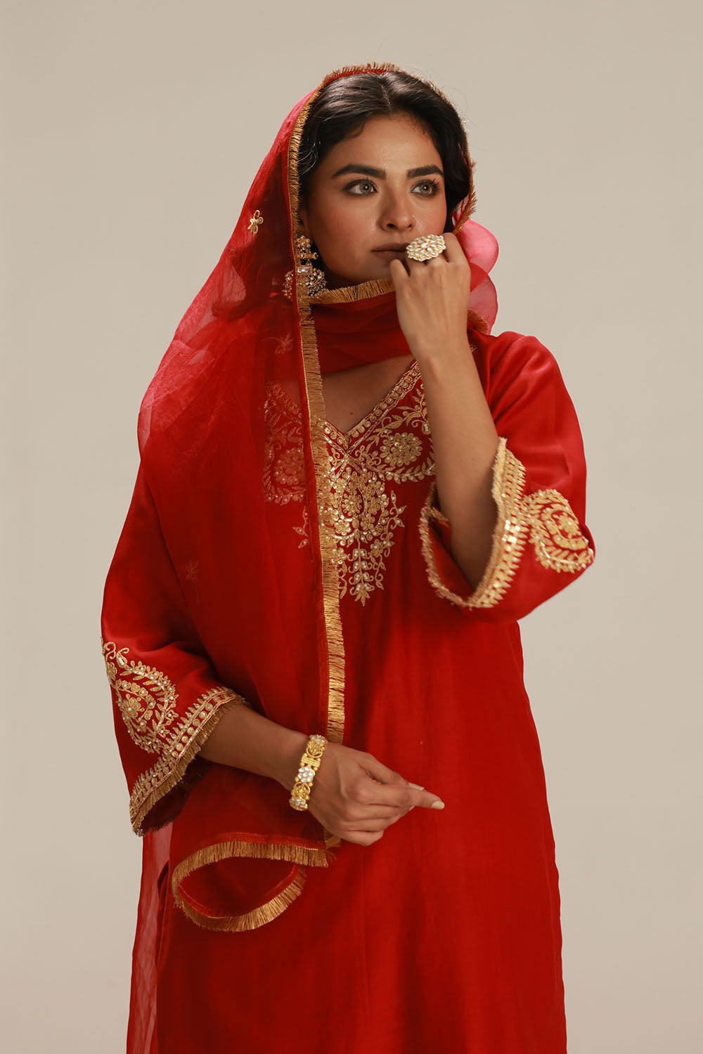 Red Kurta Set