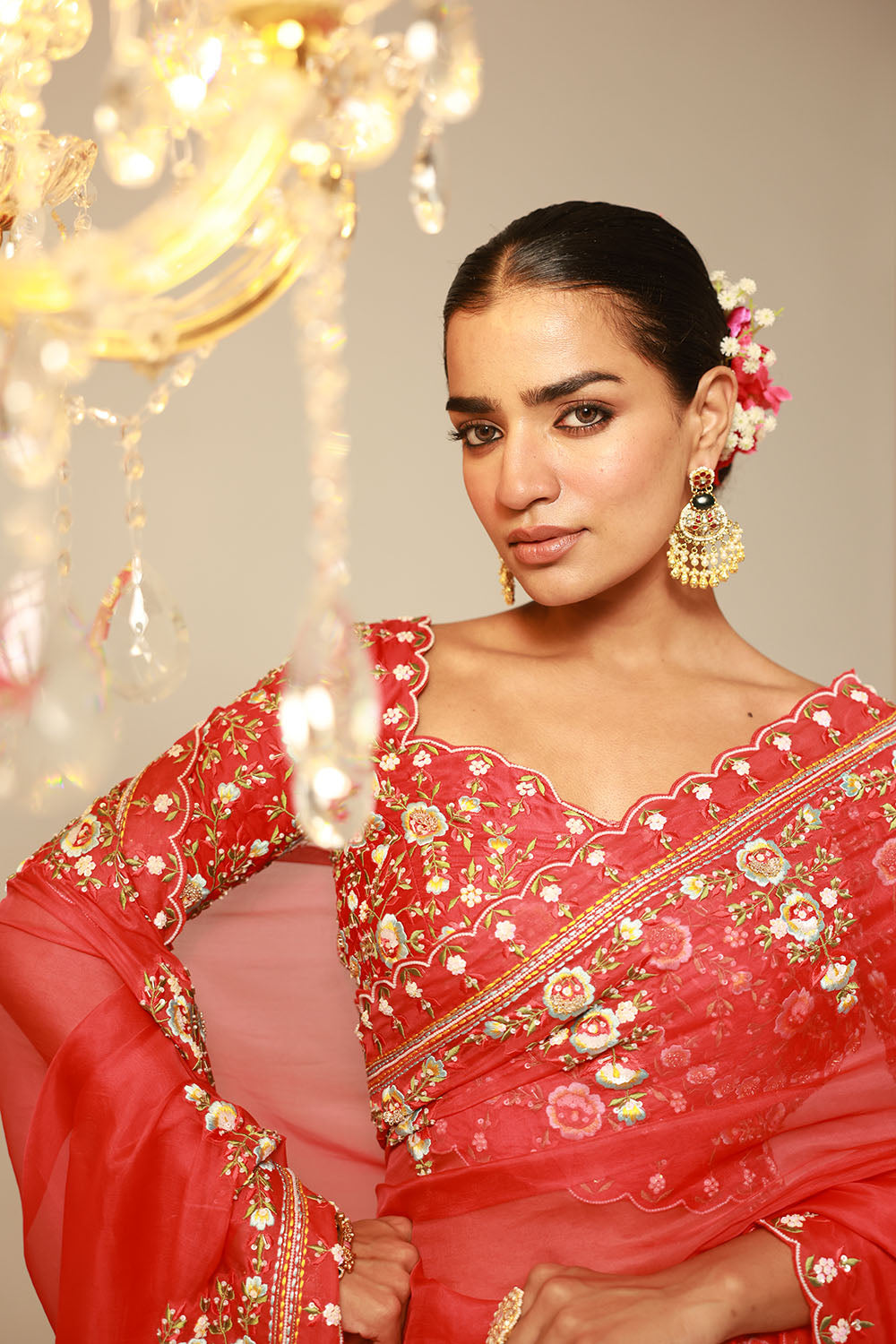 Red Organza Silk Saree
