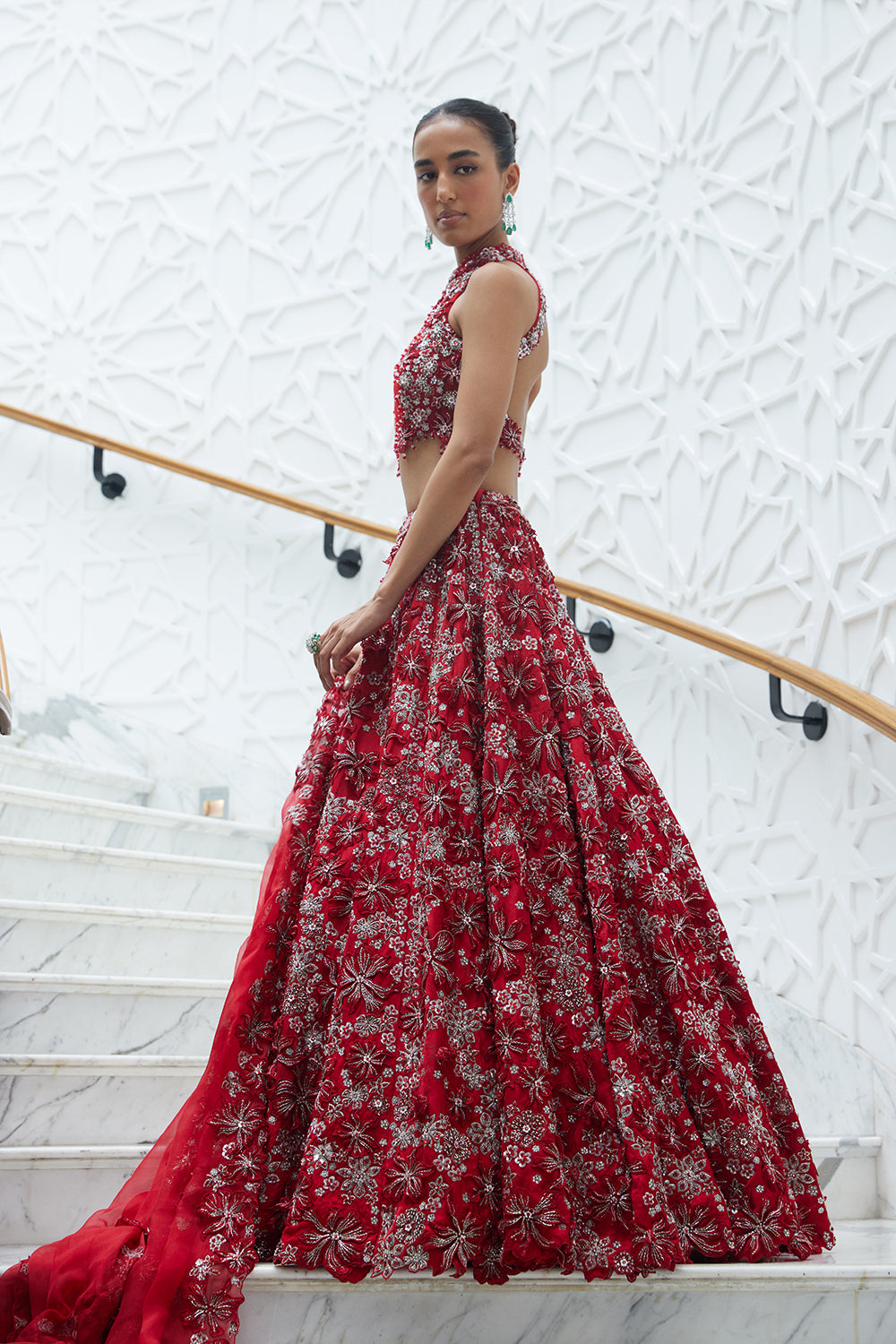 Red Raw Silk Lehenga Choli With An Organza Dupatta