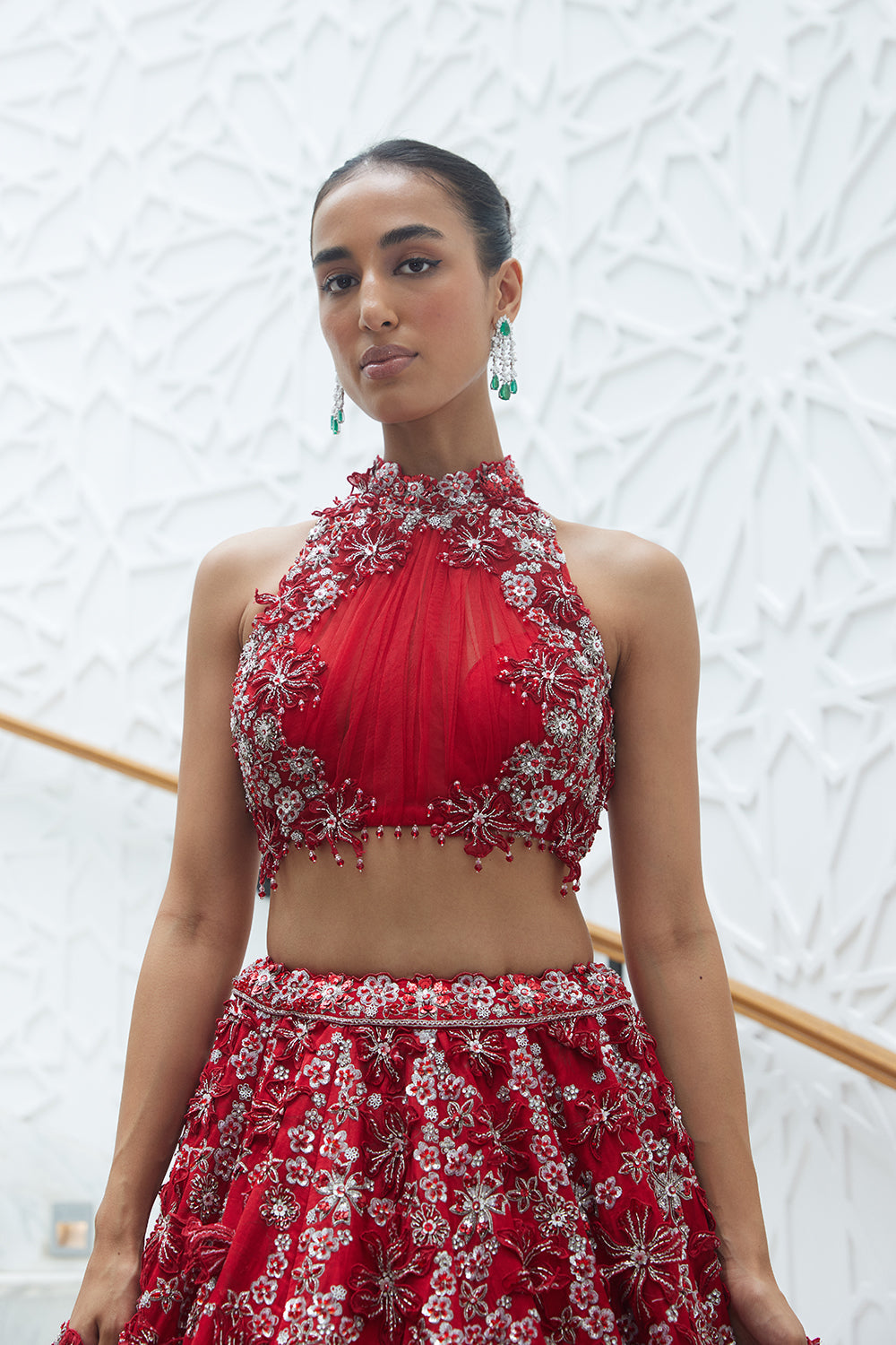 Red Raw Silk Lehenga Choli With An Organza Dupatta
