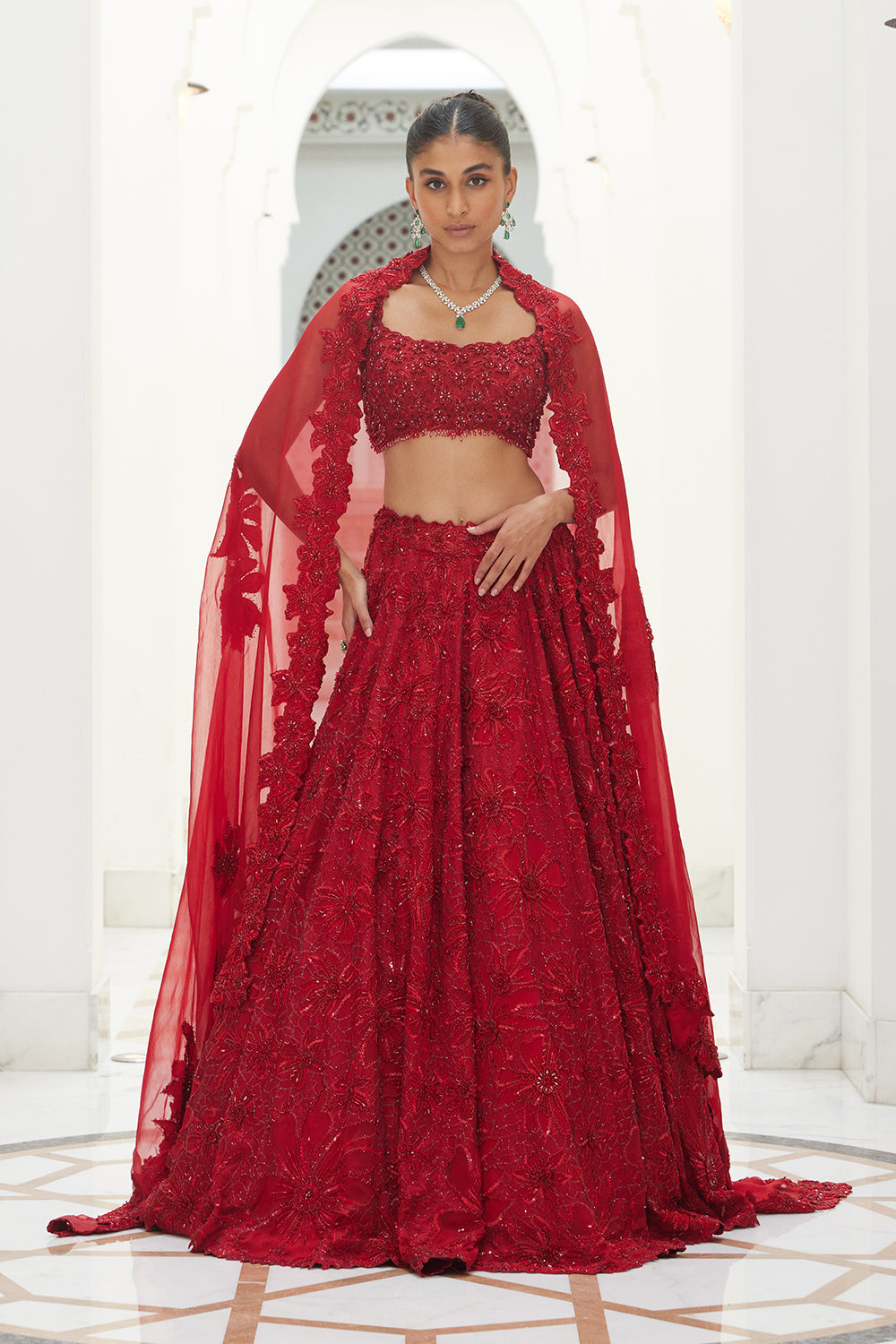 Red Raw Silk Lehenga Choli With Organza Dupatta