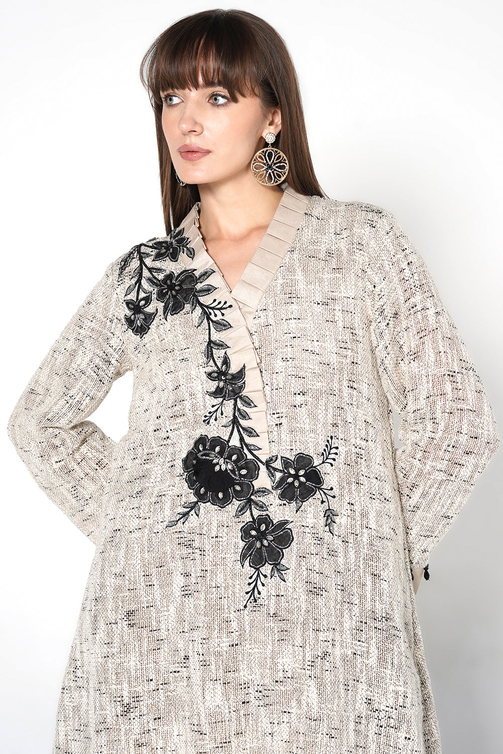 Resha Jute Fabric Embroidered Designer Co-Ord Set Elegant Kurta Palazzo