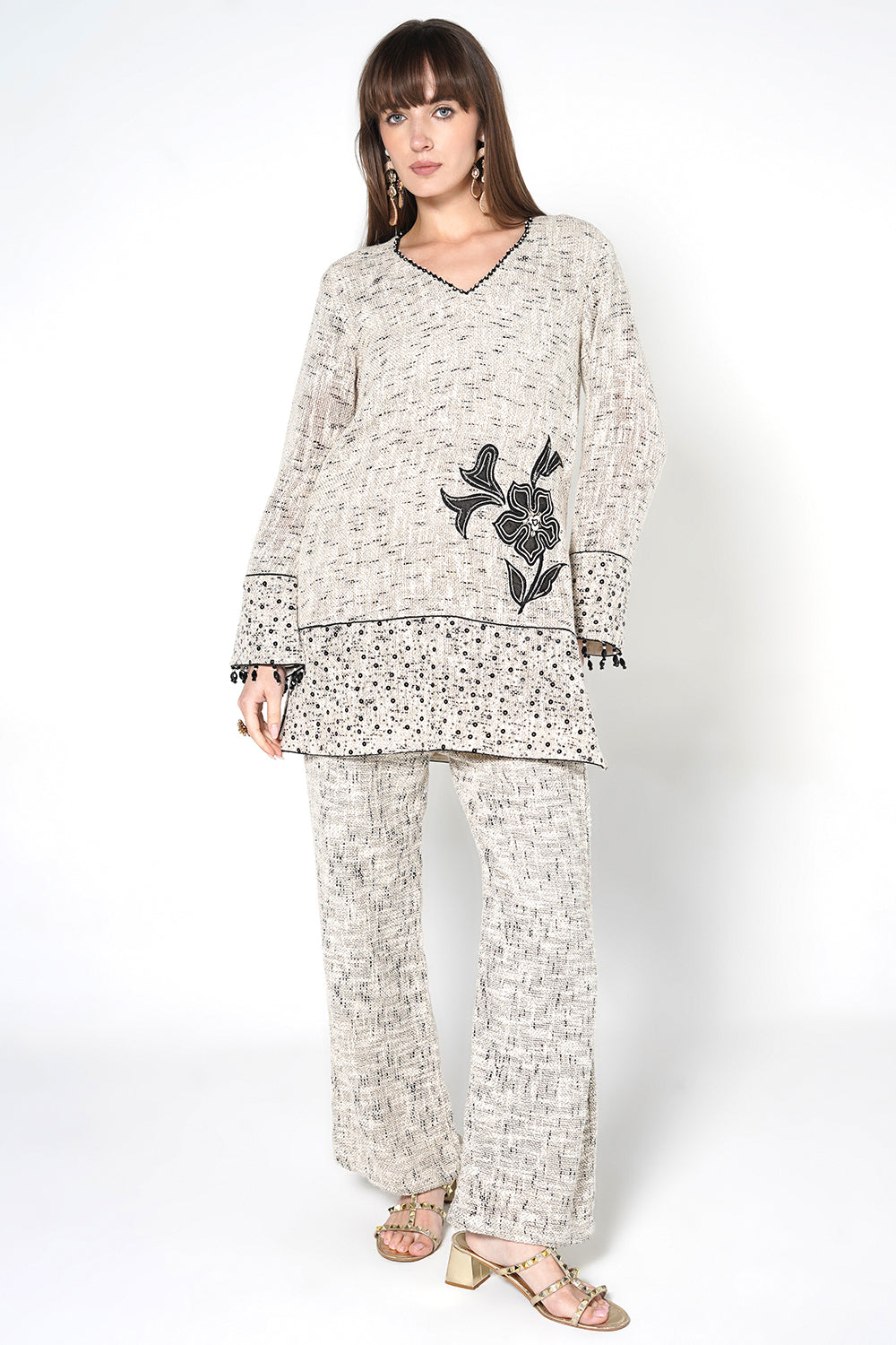 Resha Jute Fabric Minimal Designer Co-Ord Set Printed Detail Outfit