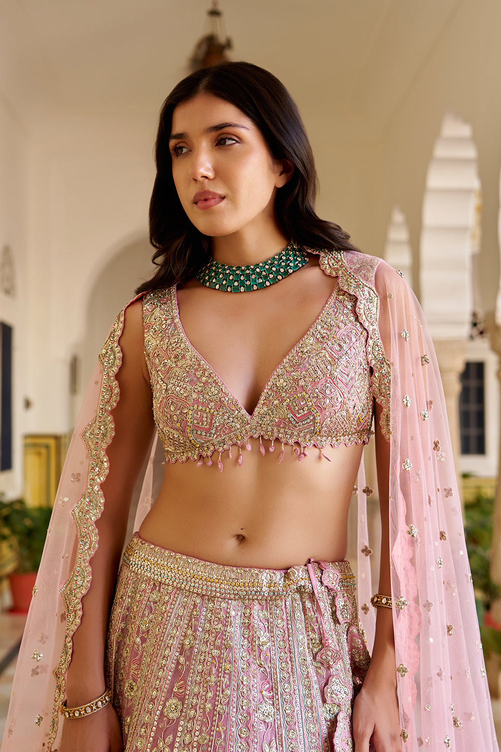 Rosaline Pink Organza Lehenga Set
