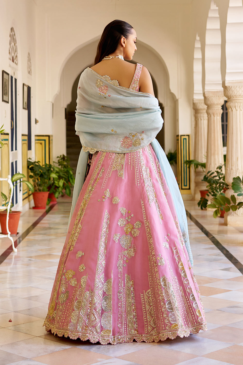 Rosaline Pink Organza Lehenga Set