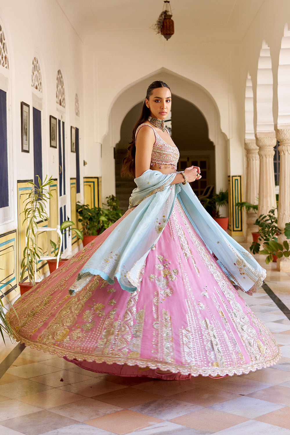 Rosaline Pink Organza Lehenga Set