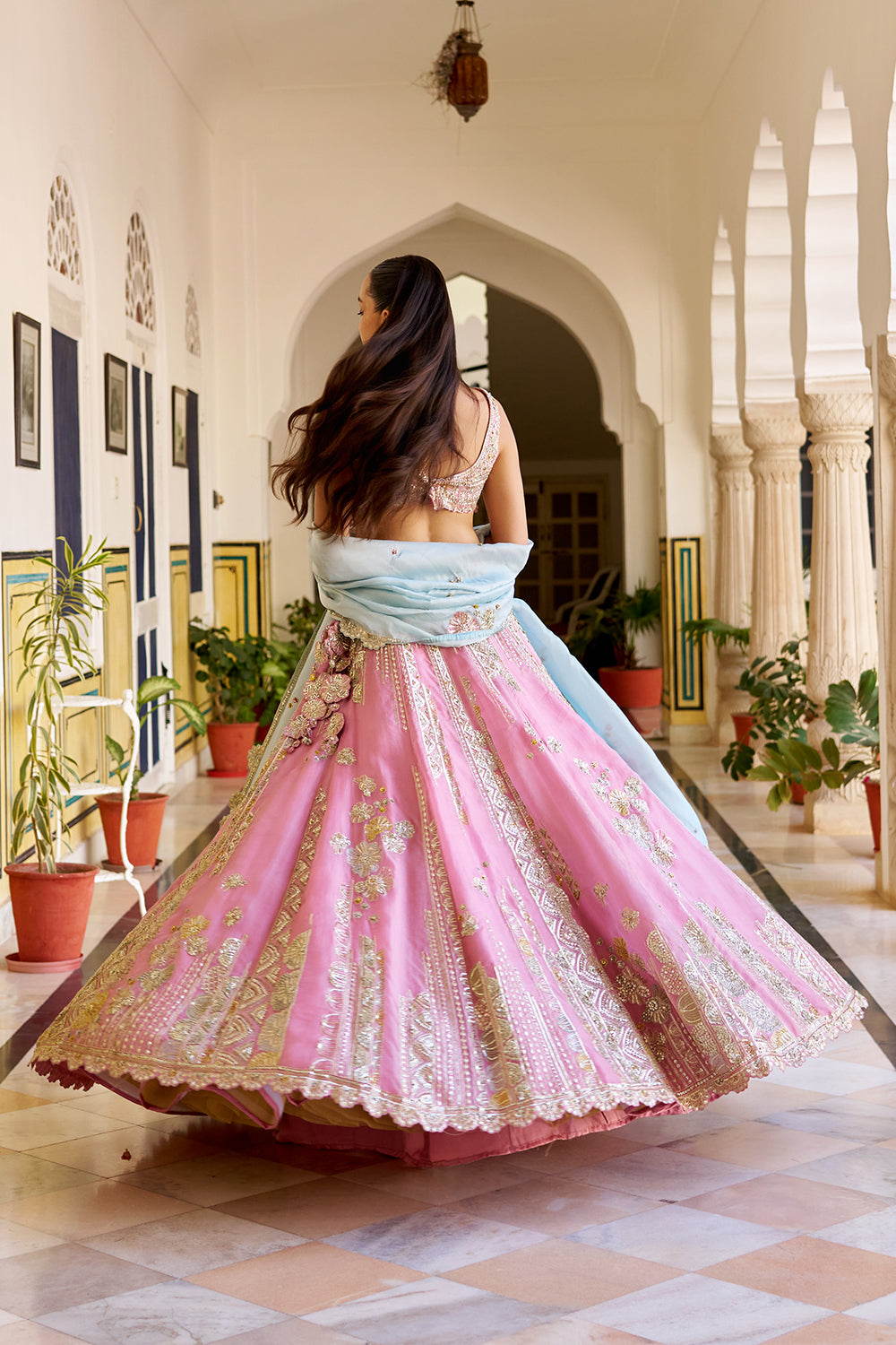 Rosaline Pink Organza Lehenga Set
