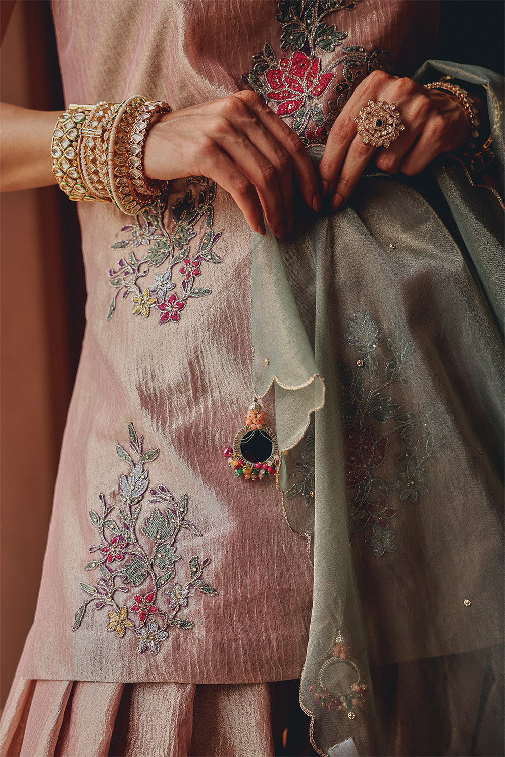 Rose Gold Blush Bloom Sharara Set