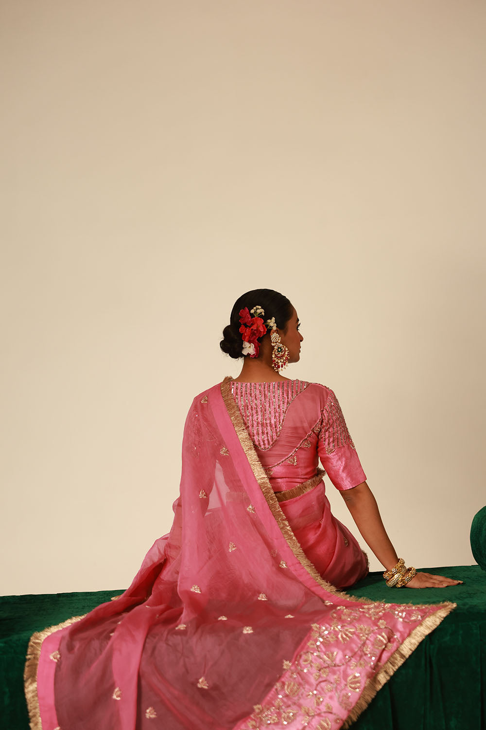 Rose Pink Organza Saree