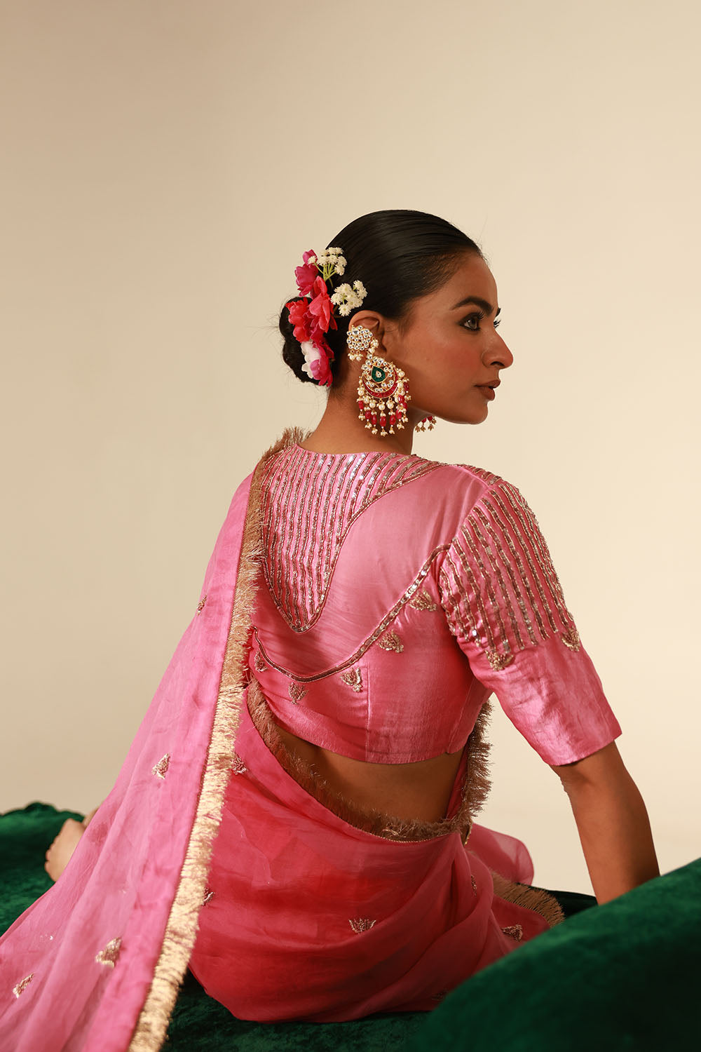 Rose Pink Organza Saree