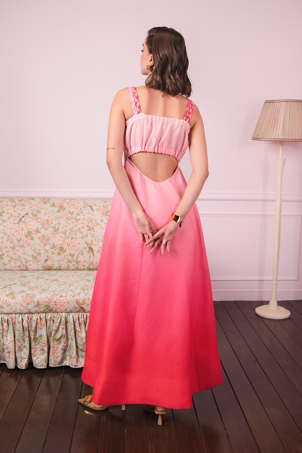 Rose Sunset Glow Ombre Maxi Dress