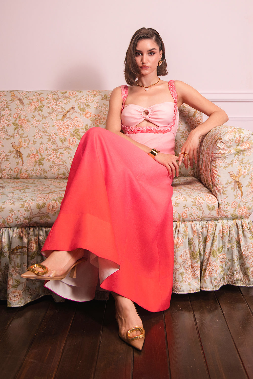 Rose Sunset Glow Ombre Maxi Dress