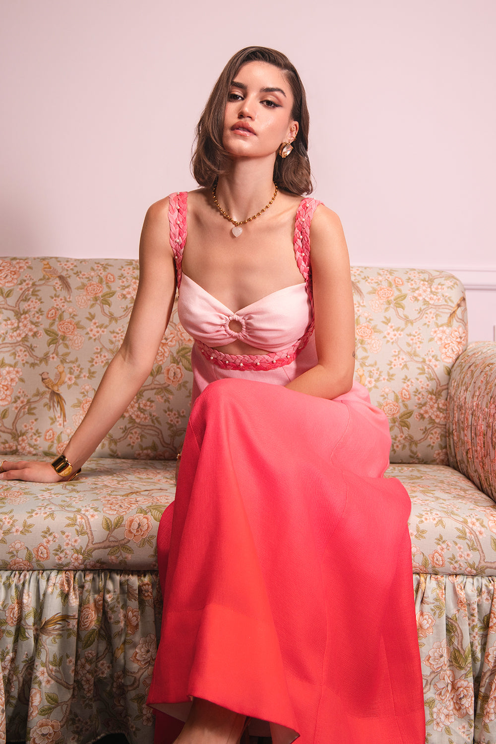 Rose Sunset Glow Ombre Maxi Dress