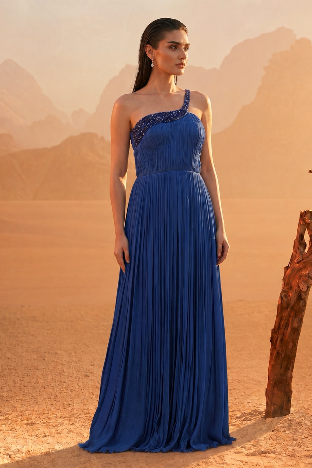 Royal Blue One-Shoulder Gown