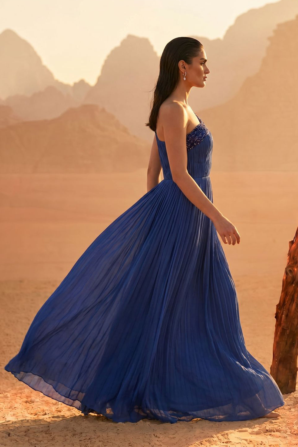 Royal Blue One-Shoulder Gown