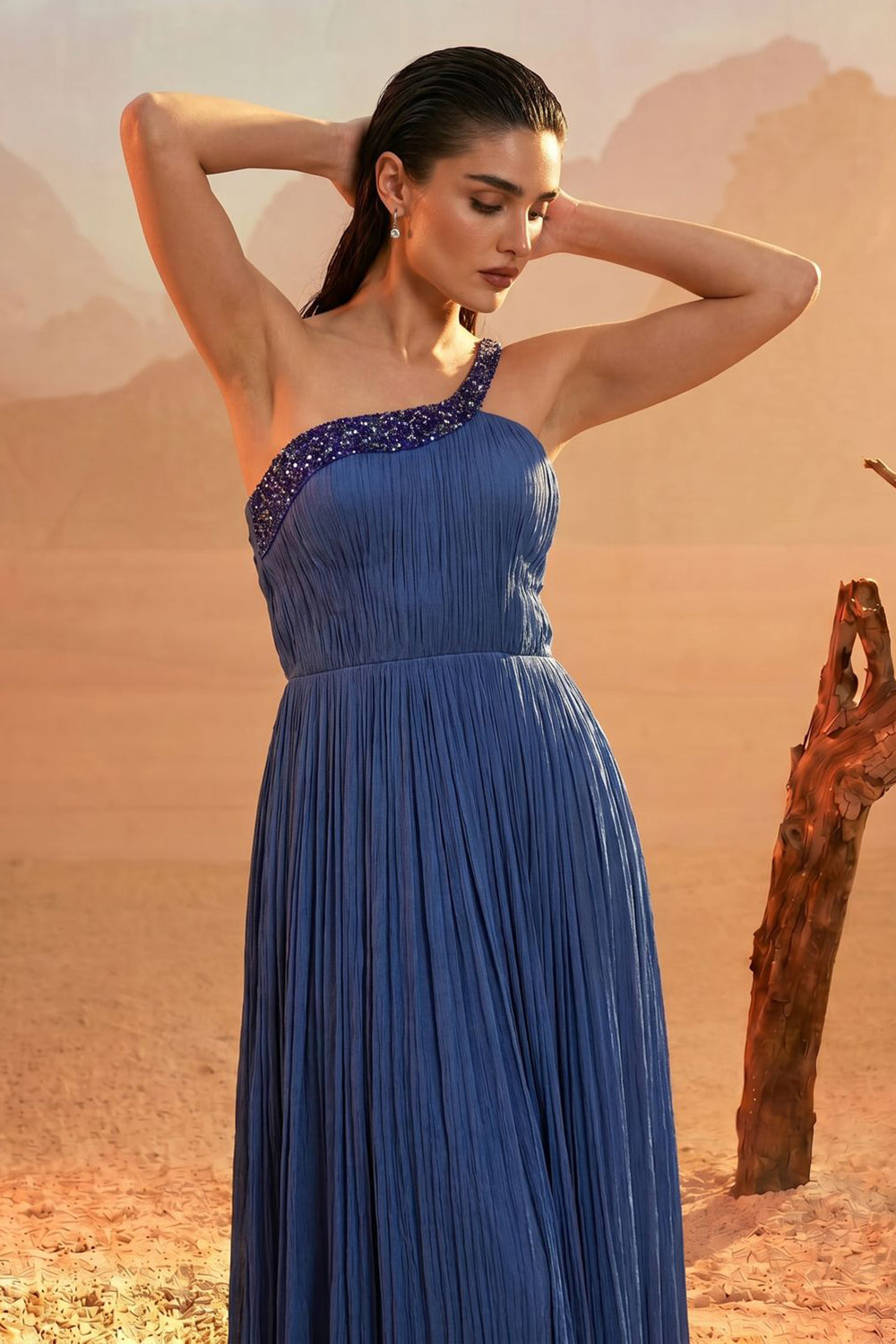 Royal Blue One-Shoulder Gown
